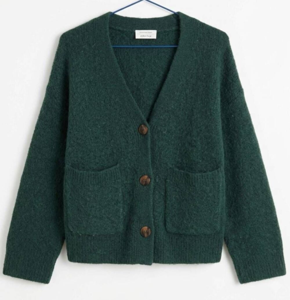 & other stories stories womens large soft alpaca wool  green sweater cardigan